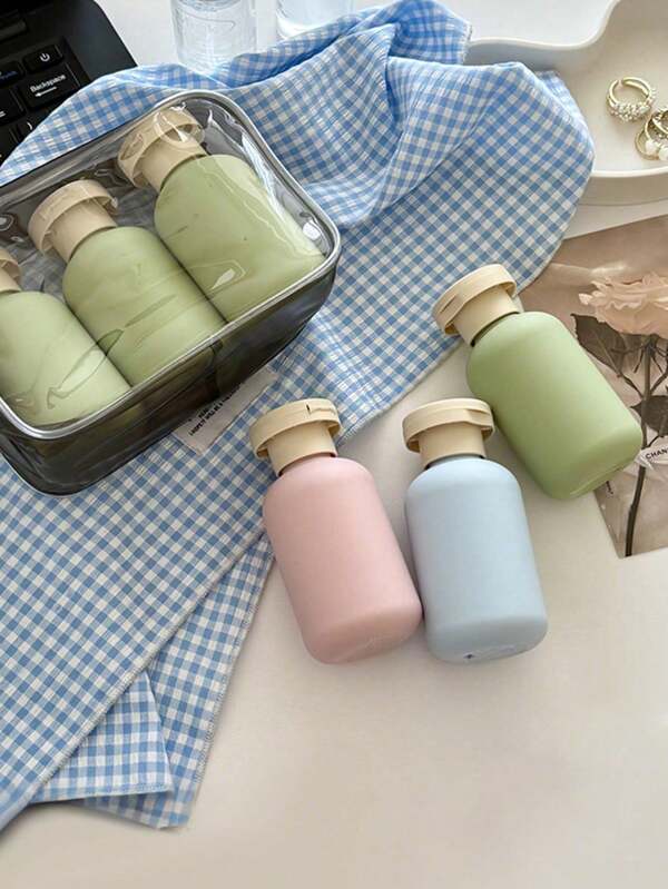 Set de 3 botellas rellenables para viaje para champú, gel de baño, limpiador facial, recipientes de viaje a prueba de fugas