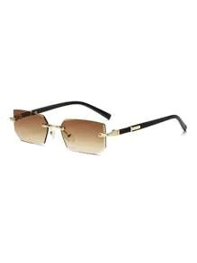 Colorful Square Fashion Glasses For Men, Narrow Frameless Fashion Glasses, Suitable For Summer Sun Protection, Beach Vacation, Outdoor Sports, Party, Self-Driving, Fishing, Cycling, Shopping And Taking Photos Accessories Back To School Fashionable Preppy School Look