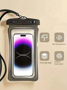 Inflatable Waterproof Phone Pouch With Lanyard - Transparent Design For Photography, Suitable For Swimming, Snorkeling, Beach, Pool And Outdoor Activities, White, Essential For Swimming, Durable High-Quality Material - Multicolor - View 3