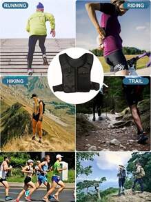 Einstellbare Riemen Laufweste Rucksack - Nur Handwäsche, leichter atmungsaktiver Stoff, Reißverschluss, praktische Taschen (geeignet für Oberschüler), Outdoor-Sport, Radfahren, Wanderrucksack, nicht wasserdichte Softshell, mit Handytasche - Unisex