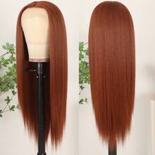 13X4 Free Part Blue Lace Front Wigs 26 Inch Pre Plucked Long Straight Hair Wigs Glueless Soft Light Blue Colored Wigs Heat Resistant Long Blue Straight Synthetic Lace Front Wigs For Fashion Women For Daily Christmas Party Cosplay Use - 鏽棕色 - 查看 7