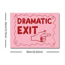 1 件带框/无框粉色红色戏剧出口字体趣味墙面艺术海报帆布印刷简约学院风入口装饰画适用于公寓、客厅、卧室、现代家居装饰