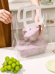 1pc Ceramic Bento Box, Square Compartment Lunch Plate, Airtight Meal Prep Container, High-Quality Lunch Box For Students
