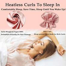 No Heat Hair Curler Set - Heatless Curls Hair Styling Tool, Foam Wave Curler, Satin Bun Wrap, Hair Styling Accessories, Hair Styling Kit, Hair Tool Kit, Hairstyling Set - Pink - View 6