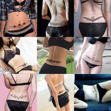 ELANE 19 Sheets Tramp Stamp Temporary Tattoo,Temporary Tramp Stamp Tattoo Stickers Women Grils Men - Black - View 3