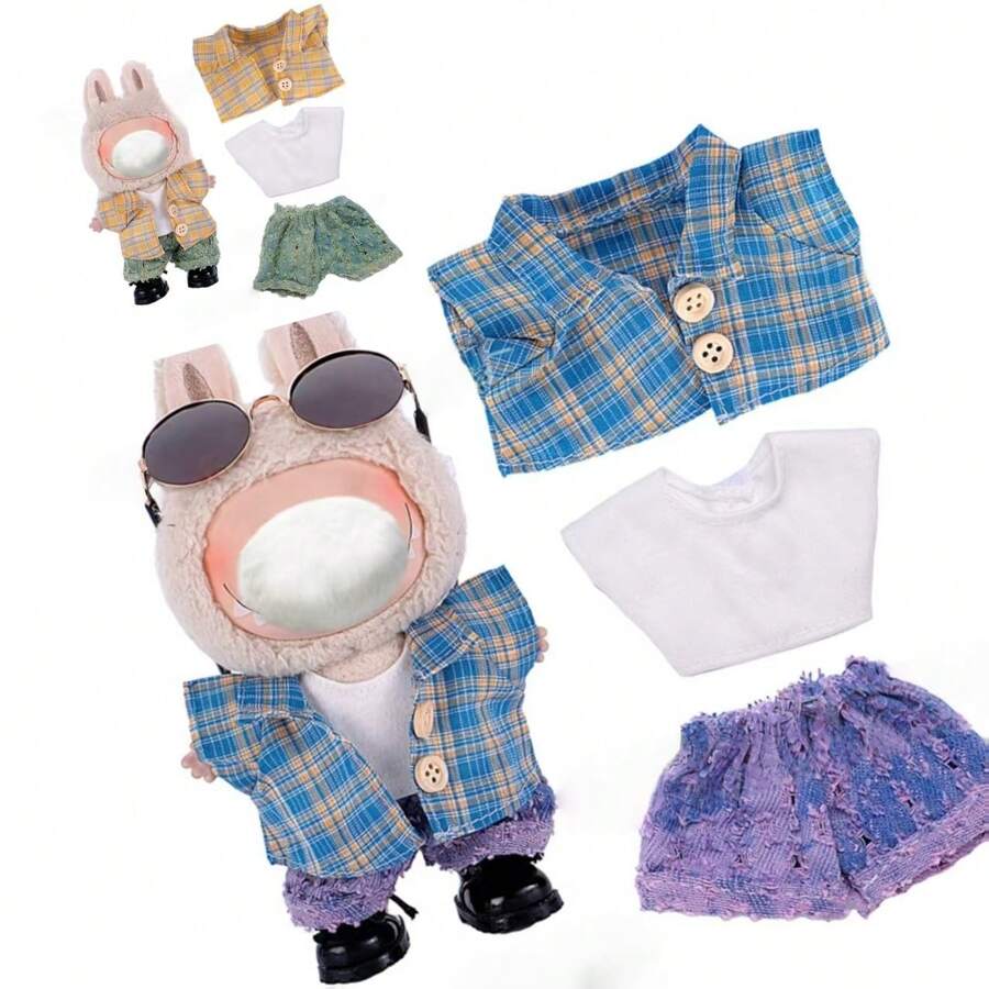 [Solo ropa] Conjunto de ropa para muñeca de 17CM, juego de ropa intercambiable para muñecas LABOBO de 1ª/2ª/3ª generación de 17CM (sin incluir la muñeca ni los zapatos)