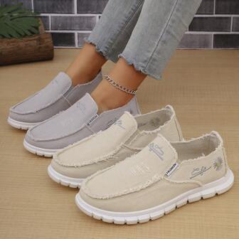2025 Popular Breathable Casual Slip-On Athletic Sneakers, Women's Fashion Comfortable Soft Bottom Soft Canvas Shoes, Breathable Non-Fatigue Loafers