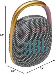 JBL Altavoz Bluetooth portátil mini JBL Clip 4 - Gran audio y graves potentes, mosquetón integrado, resistente al agua IP67 y al polvo, 10 horas de autonomía, altavoz para uso doméstico, exterior y viajes