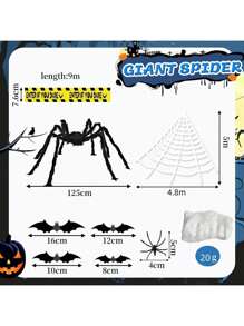 1/12/20/36 Stücke Halloween Riesenspinnennetze: 1,27m Halloween Riesenspinne + 5,08m Riesenspinnennetz, 20 g Halloween Spinnweben mit falschen Spinnen, Absperrband Halloween Outdoor Dekoration