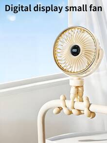 1 Ventilador recargable con forma de pulpo, se puede sostener/colgar/enrollar/poner de pie, adecuado para el hogar/transporte/exterior/ciclismo/adultos/niños, ligero y bonito, portátil y práctico, trípode multifuncional, se puede girar a la izquierda y a la derecha a voluntad, hay un ligero ruido, se debe cargar antes de recibir - Pantalla digital - Ver 5