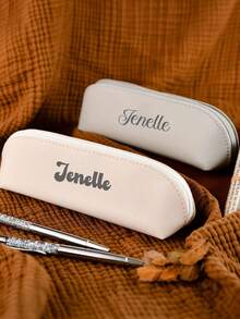 1pc/ Custom Pen Case, Customizable Name, Durable Leather Material, Suitable For Office Use, Back-To-School Season, Back-To-School Season, Daily Use, As A Gift For Children And Friends,Back To School,School Supplies - Multicolor - View 6