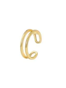 Charm-In 1 Stück 18 Karat vergoldeter messing einfacher C-förmiger glatter Ring / Welpen Muster Ring / Schmetterling Muster Ring, Geschenk