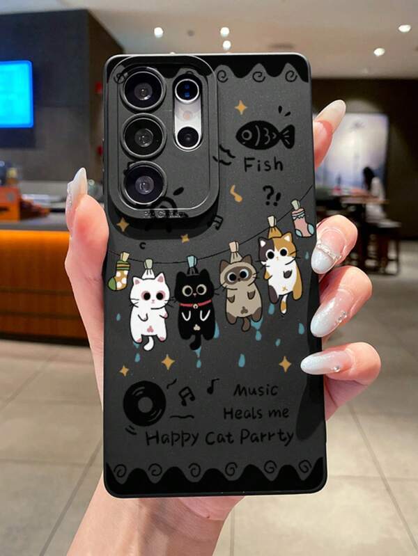 Cat 1pc Original Cartoon Series Unisex Mobile Phone Case For Galaxy/S20/FE, A06 5G, 15 Ultra, Personalized Perforated Gift Case