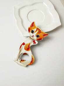 1pc Charming Cat Shaped Colorful Y2K Style Embossed Gold Foil 2-In-1 Fridge Magnet Bottle Opener, Suitable For Home Decor, Daily Use And Holiday Gift