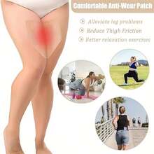防擦伤大腿带 - 隐形拉链垫，适用于大腿内侧和小腿，男女皆宜，舒适防护，减少大腿摩擦，适合夏季活动，夏季舒适装备 | 隐形大腿支撑 | 缝制织物衬垫，大腿支撑