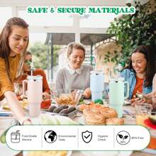 Straw Toppers For  Cup, Cute Straw Cover Cap Compatible With 20 30 40 Oz Tumbler And Water Bottles, 6 8 10mm Straws Accessories, 2Pcs Silicone Rose Flower For Women Girls Friends Gift (Pink)