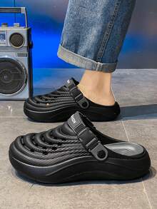 Men's Summer Versatile Thick-Sole Non-Slip Closed Toe Breathable Sandals - Black and Gray - View 6