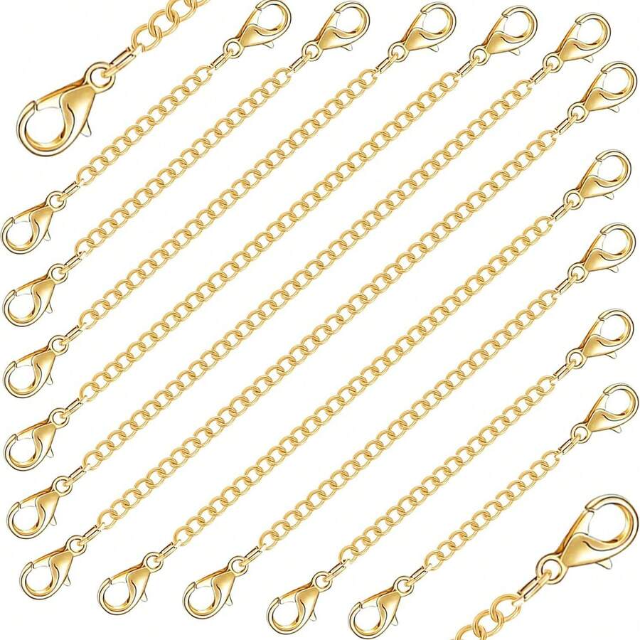 1 件（5-15 厘米）金色项链延长器，合金项链延长器，适用于项链、手链、脚链和各种 DIY 珠宝制作的精致项链延长链套装