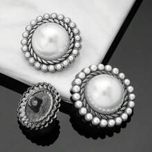 6pcs Metal Pearl Combination Button Shank Sewing Buttons Garment Coat Buttons, DIY Decorative Buttons For Crafts, Fashion Buttons For Clothing Sewing & Knitting Supplies. (Size: 1.5cm-2.5cm )