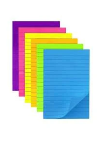 (8 Pad) notes adesive rigate 4x6 pollici, 8 colori, note adesive brillanti e rettangolari di grandi dimensioni per ufficio, casa, scuola, riunioni, 40 fogli/blocchetto, forniture scolastiche, back to school