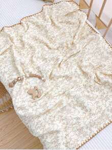 1 件梦幻森林图案婴儿保暖凸起圆点羊毛毯、幼儿园幼儿盖毯、成人办公室防风披肩、儿童汽车座椅套，四季皆宜 - 淺棕色 - 查看 1