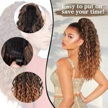 14 Inch 1pc Synthetic Clip In Ponytail Extension Drawstring Ponytail For Women Black Mixed Medium Auburn