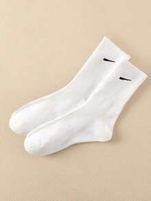 1 Pair/5 Pairs/6 Pairs Women's Casual Long Socks, Simple Comfort Daily Wear Unisex Crew Socks, Fall