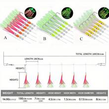 6pcs/ Set Luminous Squid String Lure Hooks, Glow Trolling Octopus Squid Skirt Bait