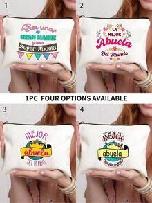 1pc Fun Makeup Bag, Best Grandmother In The World Printed Makeup Bag Travel Neceser Toiletry Storage Bag Female Cosmetic Bags Gift For Abuela Travel Essentials Vacation Summer Holiday Back To School School Stuff Bag For School Travel Bag For Women Makeup Bag For Travel - View 1