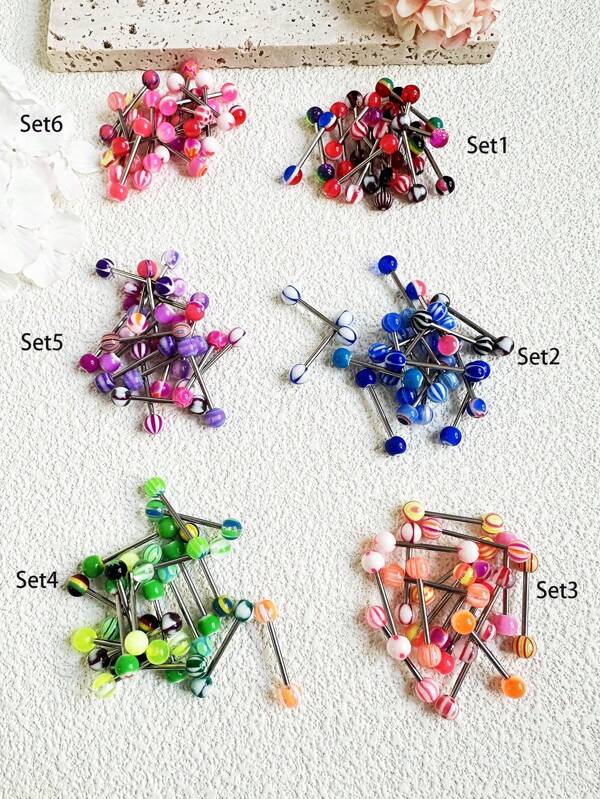 15pcs/Set Colorful Ball Piercing Studs Set, Body Jewelry Suitable For Men And Women, Daily Wear And Holiday/Christmas Gift