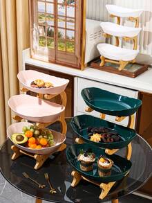 1 套 3 层塑料水果/零食托盘，多用途收纳盘，适用于家庭厨房餐厅，适合茶具、甜点、饼干、面包、婚礼、派对、礼物、生日