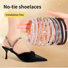 1 Pair Women High Heels Anti-Slip Lace-Free Shoelaces Fixed Buckle Rhinestone Decorative Shoe Accessories - Multicolor - View 2