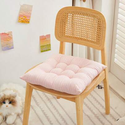 1pc Solid Color Seat Cushion, High Aesthetic Office Chair Pad, Student Dorm Classroom Buttock Pad, Seasonal Cushion, Back Support Pillow