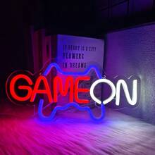 Insegna al neon da gioco, Game On/Game Zone/Game Time, luci al neon a LED da usare per la decorazione della stanza di ragazzi adolescenti, decorazione da parete rosa in stile cyberpunk per giochi di tiro, da usare in camera da letto, sala da gioco, feste di compleanno, zona di gioco, decorazioni per feste di giocatori, alimentato tramite USB riutilizzabile, con accessori inclusi e facile da installare.