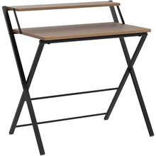 DUSLANG Folding Desk No Assembly Required Small Size, 2-Tier Foldable Computer Desk With Shelf For Home Office, Space Saving Portable Laptop Study Foldable Table For Small Spaces (Walnut, 70 X 56 Cm) - Walnut - View 9