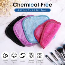 1pc Plus Size & Thick Flannel Makeup Remover Face Towel, Super Soft Cleansing Design, Random Color