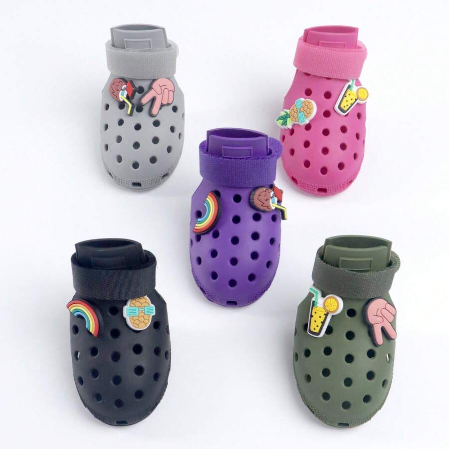 Zapatos para perro para suelo caliente - Adecuados para perros pequeños, medianos y grandes, botas protectoras de patas para perros, fáciles de poner y quitar, antideslizantes, impermeables, fáciles de limpiar, para playa y nieve. Incluye 2 accesorios aleatorios de sandalias transpirables