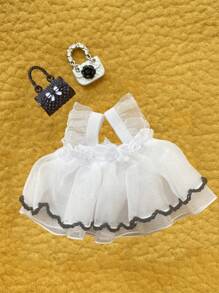Vestido mini con tirantes de moda y dije de muñeca, 3/1 pieza - Accesorios DIY para decoración de bolsos en miniatura (no se incluye la correa del bolso, se puede hacer DIY como collar o bandolera) - Juego de accesorios de moda adorables para mejorar instantáneamente una casa de muñecas, tamaño en miniatura (consultar el tamaño en las imágenes, tener cuidado para quienes les importe el tamaño)
