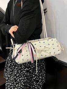 Fashionable Bow Decor Underarm Bag For Women - White - View 4