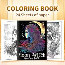 Moon Witch Design: Interesting Moon Witch Adult Coloring Book, With Beautiful Patterns And Clear Lines, Can Relieve Stress And Emotion, An Excellent Gift For Family Gatherings, Easter, Thanksgiving, Christmas, New Year, Valentine's Day, And Suitable For Room Decoration,Back To School,School Supplies