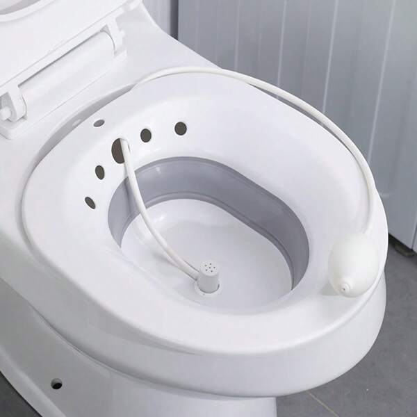 1pc Foldable Toilet Bidet, Postpartum Care Basin, Avoid Squatting, Cleaning Sitz Bath For Hemorrhoids, Perineal Soaking, Suitable For Pregnant Women, The Elderly, Postpartum Care, Bathroom Accessories, Drain Holes, Wider Seating Area, Deeper Bowl