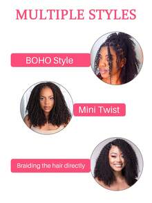 QVR QUEEN VIRGIN REMY QVR 1 Pack Human Hair Afro Kinky V Bulk Hair For Kinky Twist Crochet Braiding Hair Natural Black Passion Twist - Natural Black - View 5