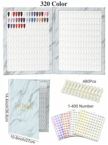 160/216/320 Colors Marbling Nail Display Book Nail Polish Books With Fake Nails Tips False Nails Styles Showing Book Nails Tool,1pc Nail Display Book * False Nail * Number Stickers/SetChristmas