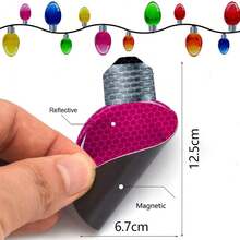 1 件圣诞主题加强型磁性反光贴，软磁材质+反光灯泡图案，冰箱/车身通用磁性装饰，适用于圣诞装饰场景 - 查看 3