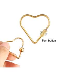 2 piezas Cierre de gancho en forma de corazón con cerradura de tornillo de acero inoxidable, color dorado, ganchos en espiral para hacer accesorios de joyería, collares y pulseras DIY