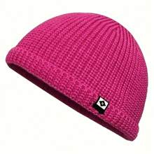 1 Pc Simple Fisherman Beanie, Solid Color Knit Hat For Unisex, Stylish Cold Protection Skull Hat, Handcuff Beanie For Men And Women