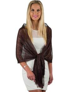 Metallic Glitter Shawl Wrap For Evening Dresses And Weddings - Brown - View 8