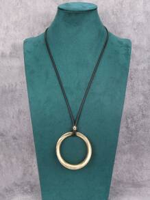 1 pieza Pendiente grande de aro retorcido minimalista exagerado de moda, collar largo unisex vintage de hip-hop con cuentas de , bronce y plata, regalo de pareja, regalo de joyería
