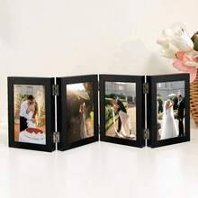 2pcs/3pcs/4pcs Elegant Minimalist Hinged Picture Frames, Black/White Frame, Displays 4x6", 5x7" Photos, Suitable For Family Group Photos, Travel Memories, Ideal For Valentine's Day, Graduation, Christmas And Other Important Festivals (Photo Paper Included Randomly)