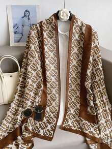 1pc Geometric Plaid Fashionable Scarf, Suitable For Everyday Wear - Multicolor - View 1